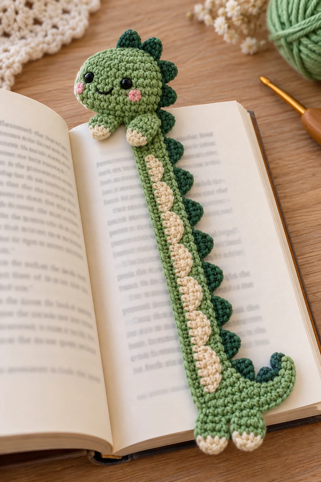 Playful Dinosaur Crochet Bookmark — crochet bookmarks style outfit