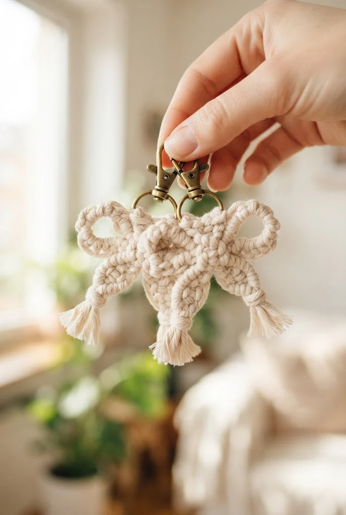 Corded Macrame-Style Bow Keychains — crochet bow keychains style outfit