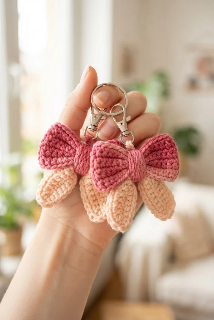 Dual-Tone Ombre Bow Keychains — crochet bow keychains style outfit