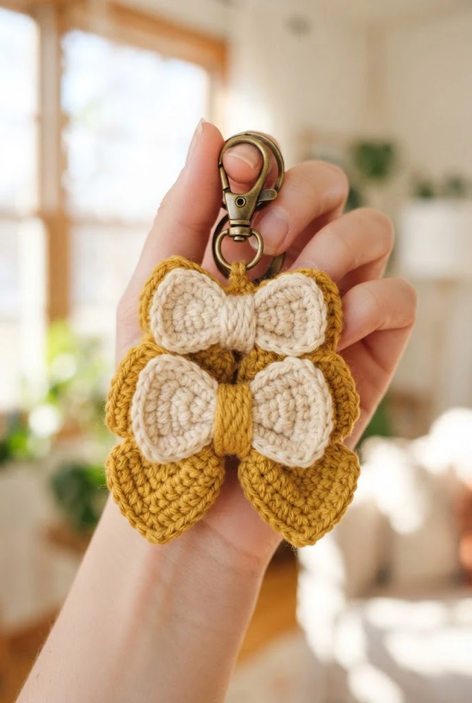 Double-Stacked Layered Bow Keychains — crochet bow keychains style outfit