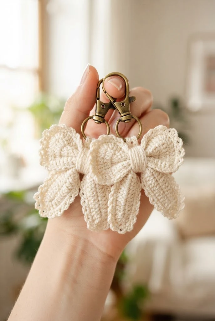 Delicate Lace Edge Bow Keychains — crochet bow keychains style outfit