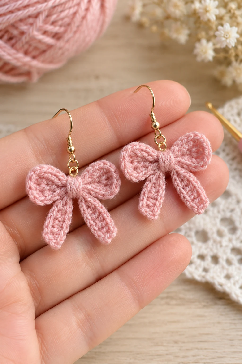 Tiny Crochet Bow Earrings — crochet bow pattern style outfit