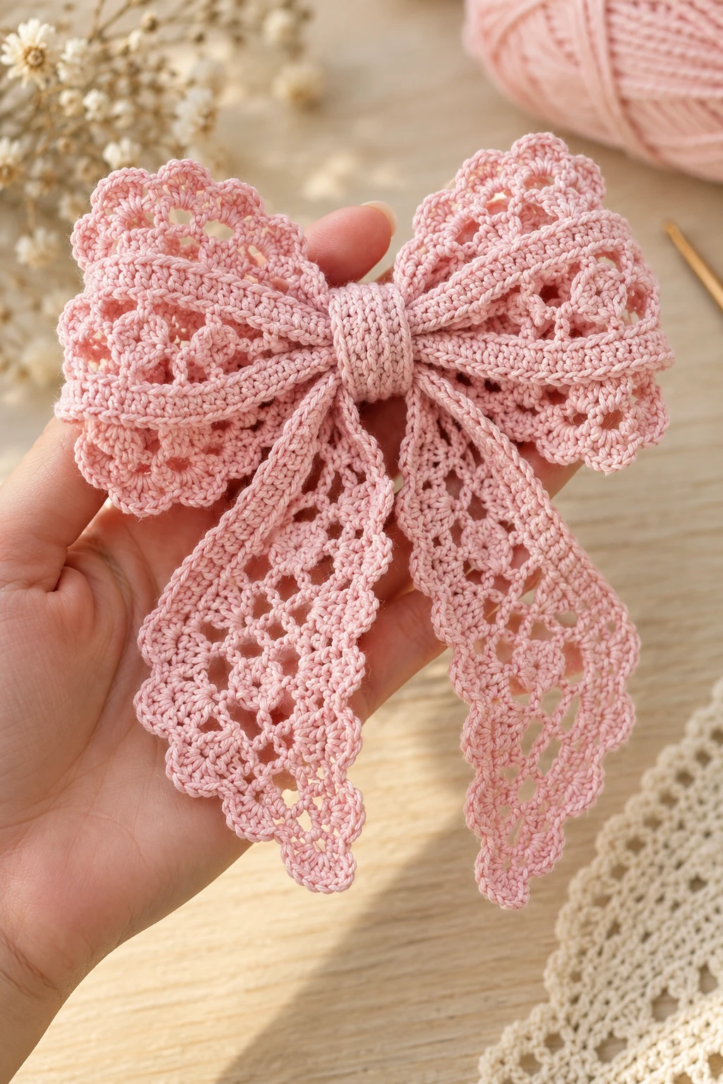Delicate Lace Crochet Bow — crochet bow pattern style outfit