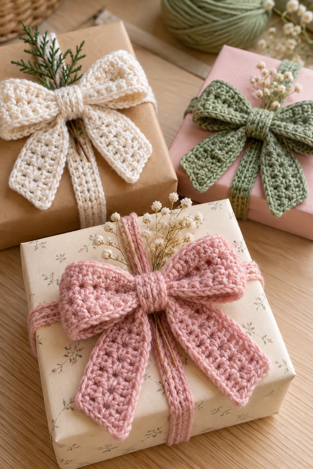 Crochet Bows for Gift Wrapping — crochet bows style outfit