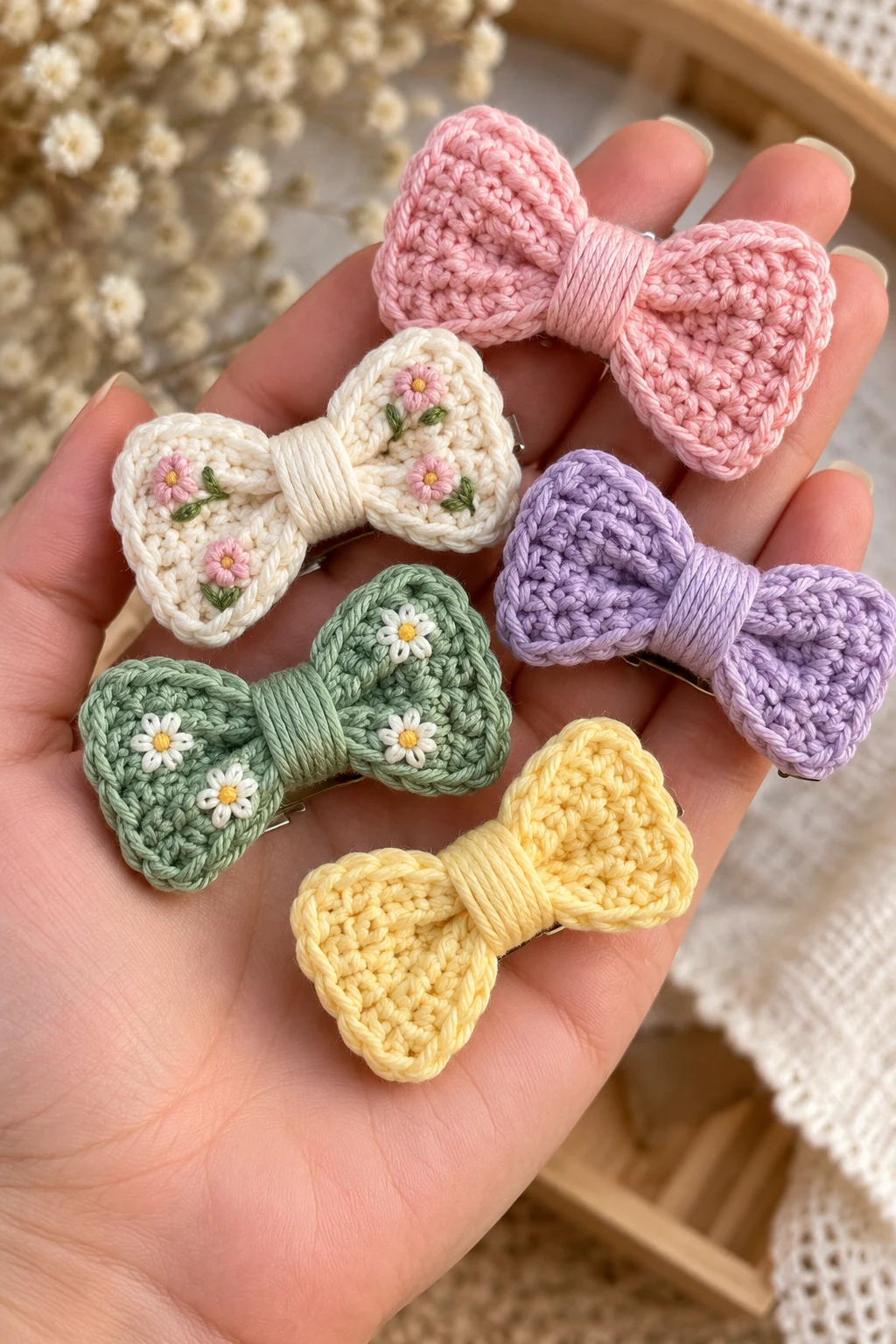 Mini Crochet Bows for Hair Clips — crochet bows style outfit