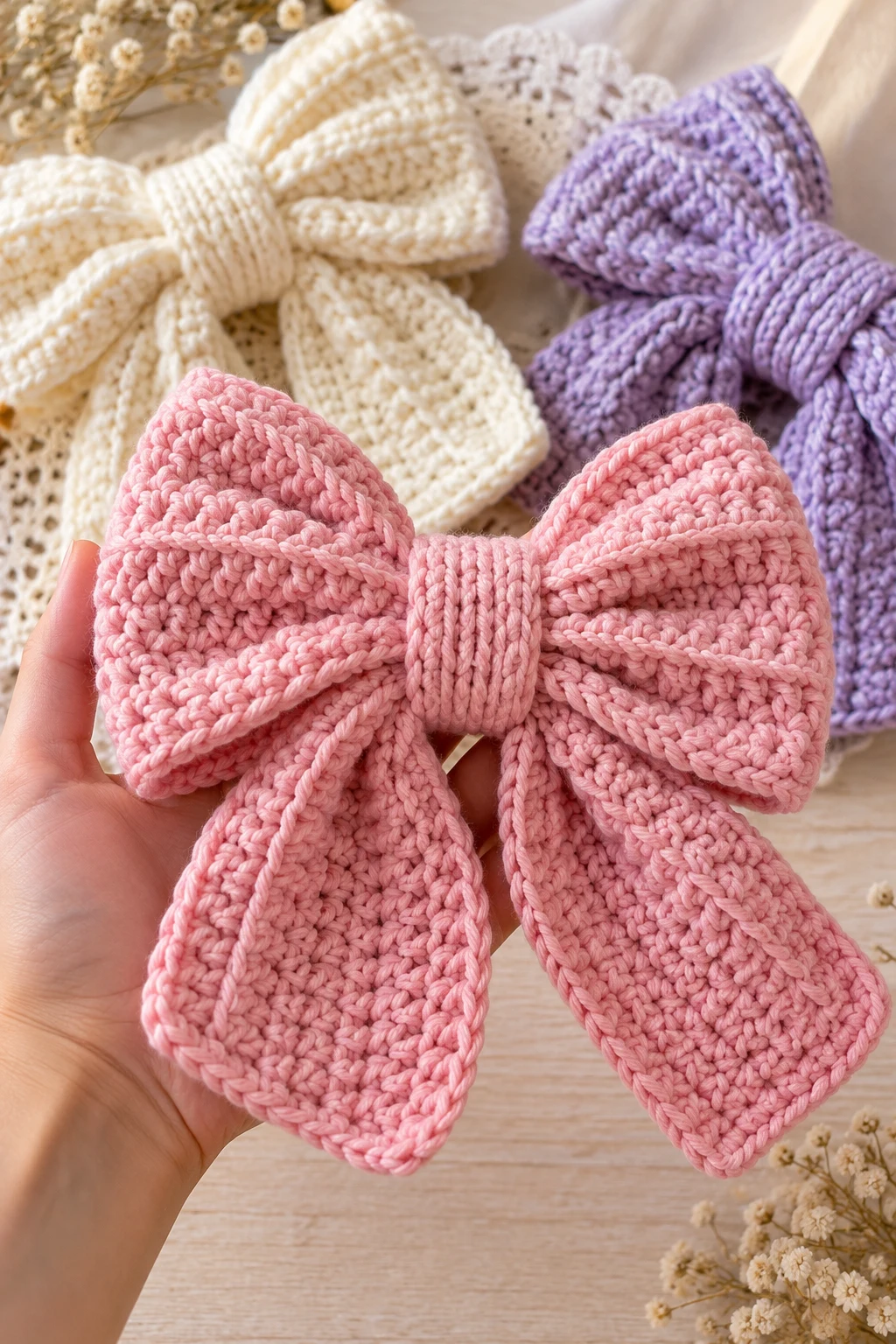 Oversized Statement Crochet Bows — crochet bows style outfit