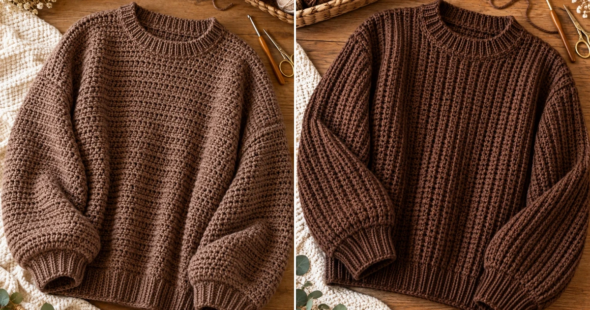 15 Crochet Brown Sweater Ideas for a Handmade Wardrobe crochet brown sweater