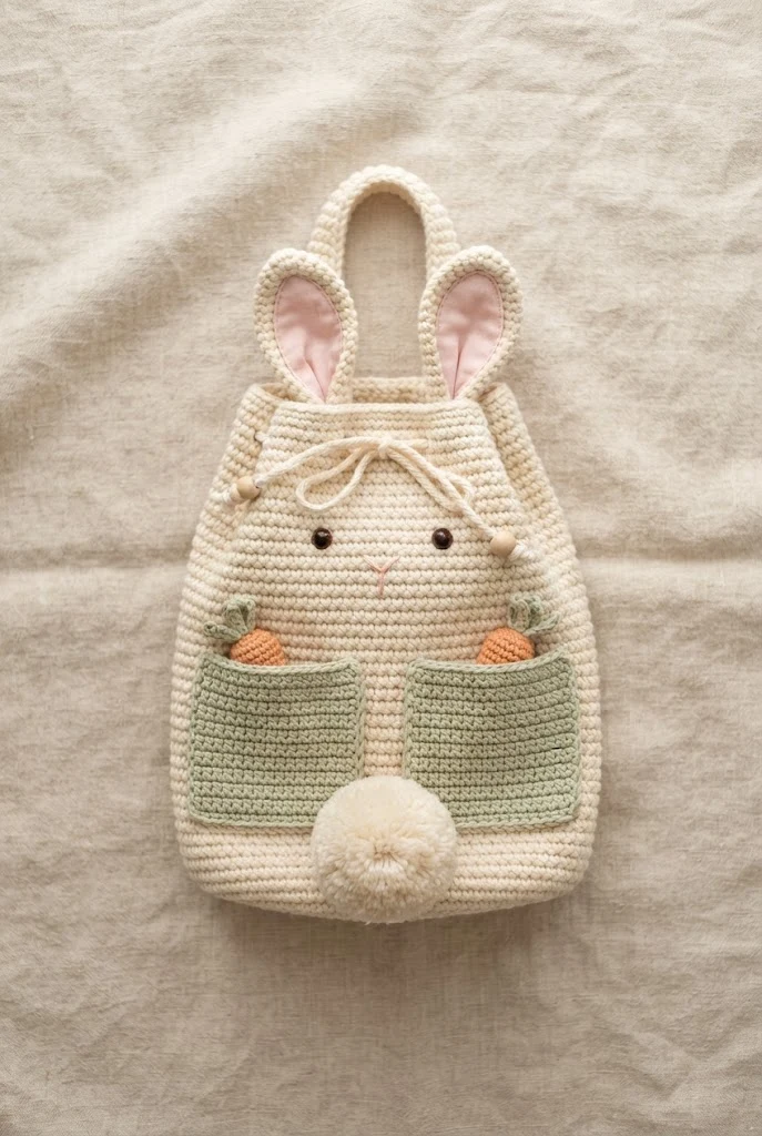 Interactive Bunny Bag with Pockets — crochet bunny bag
