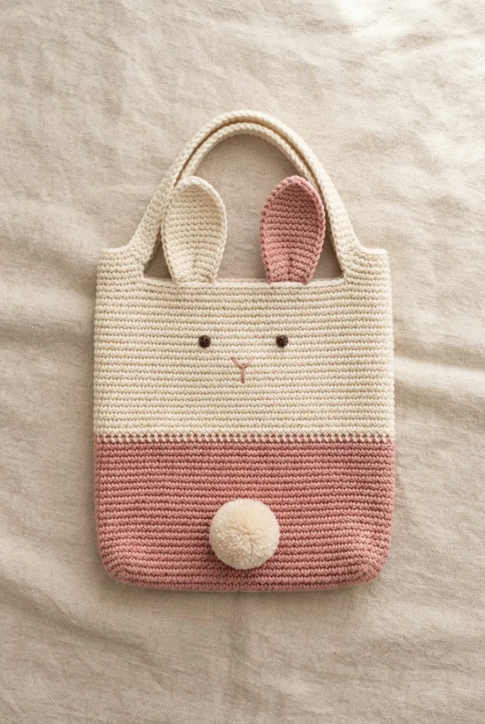 Modern Graphic Colorblock Bunny Purse — crochet bunny bag