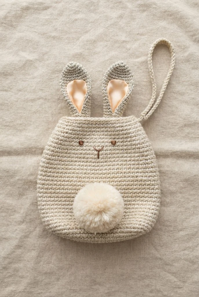 Sparkly Metallic Evening Bunny Bag — crochet bunny bag