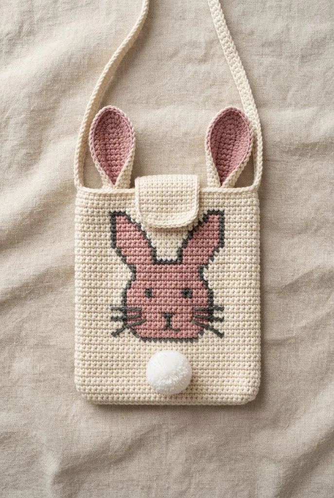 Graphic Intarsia Bunny Crossbody — crochet bunny bag