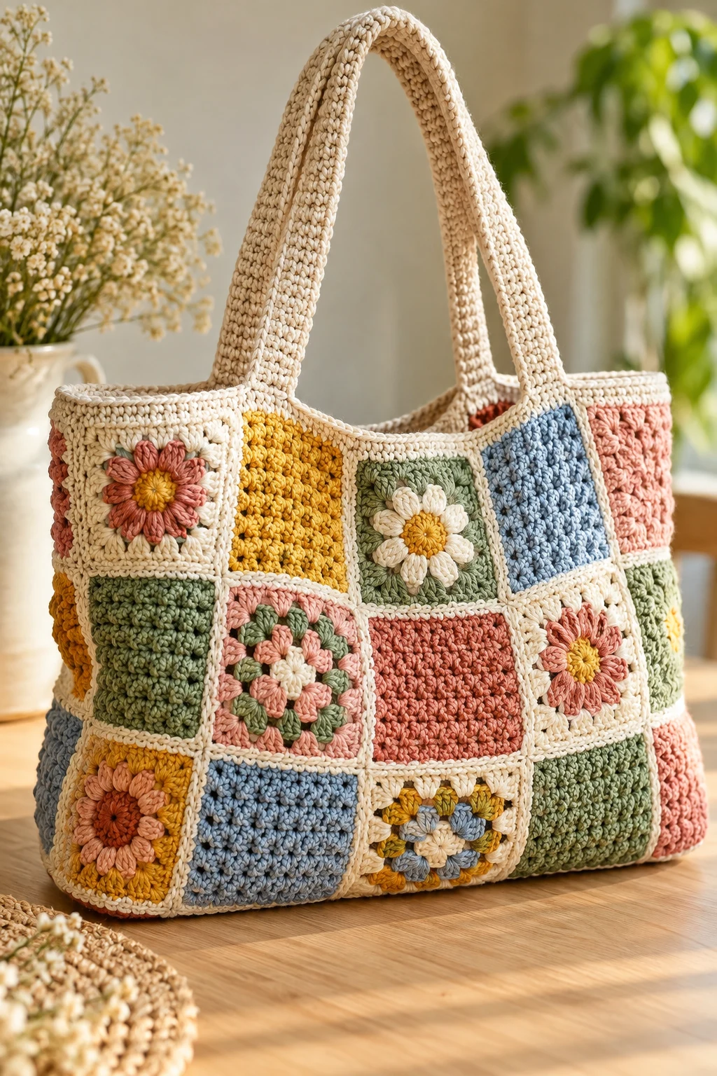 The Patchwork Crochet Canvas Bag — crochet canvas bag style outfit