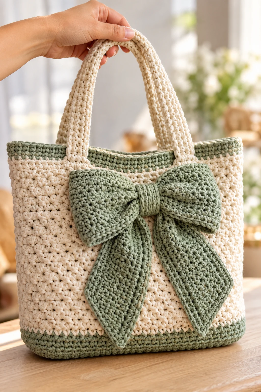 The Crochet Canvas Bag With a Bow — crochet canvas bag style outfit