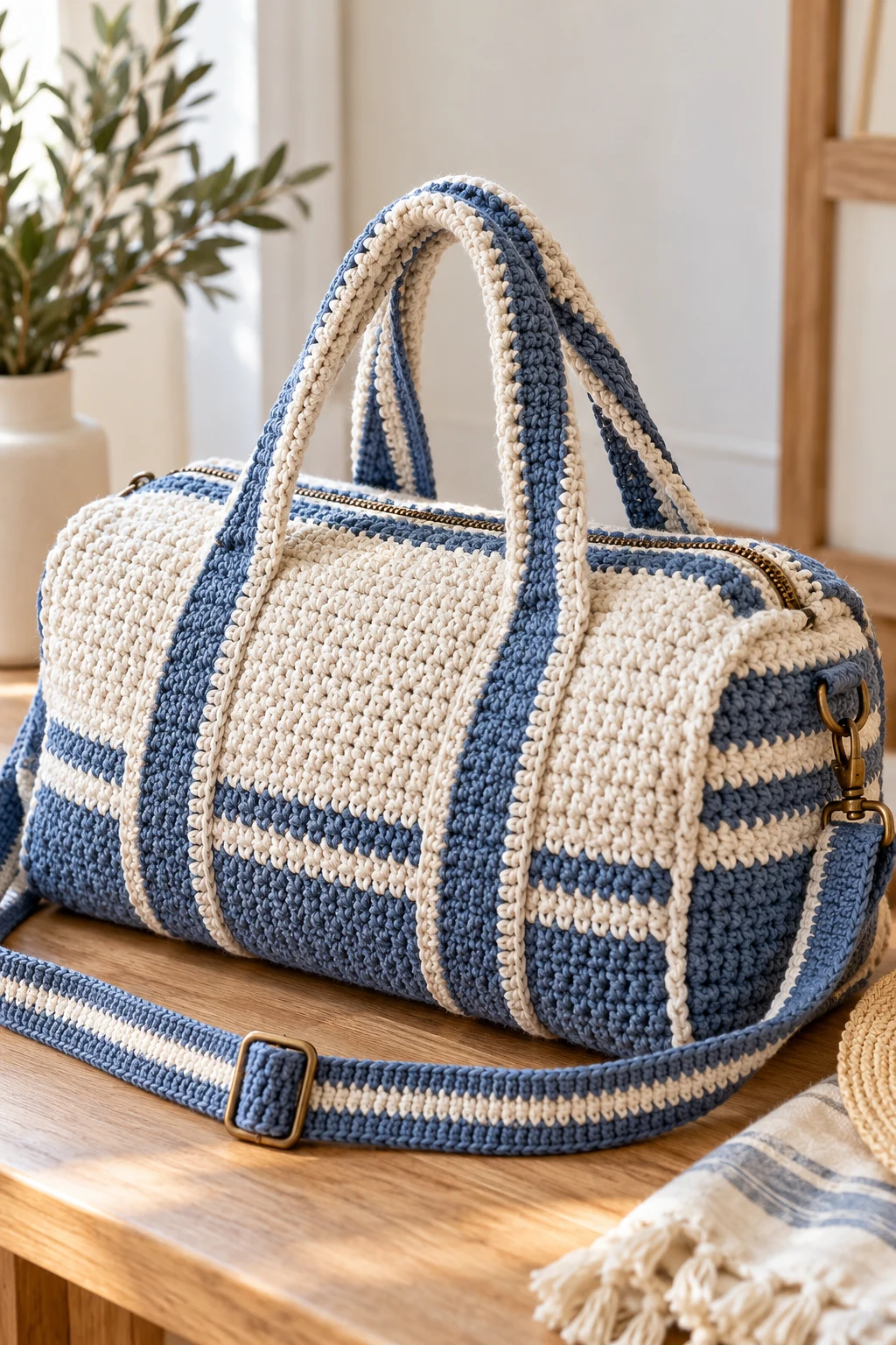 The Oversized Crochet Duffle Bag — crochet canvas bag style outfit
