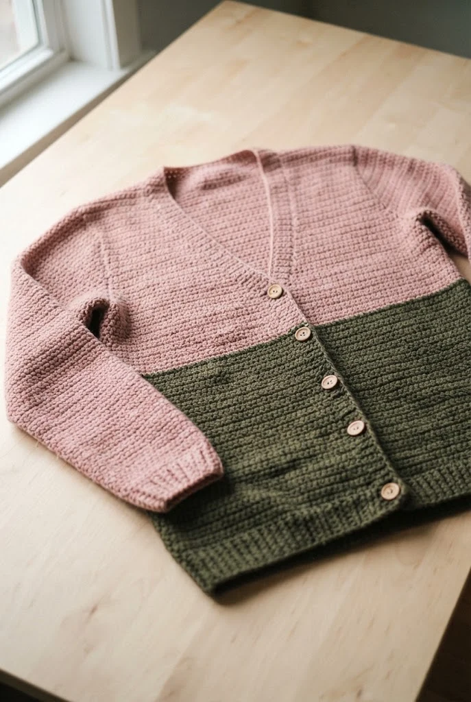 Two-Tone Color Block Statement Cardigan — crochet cardigan pattern free style outfit