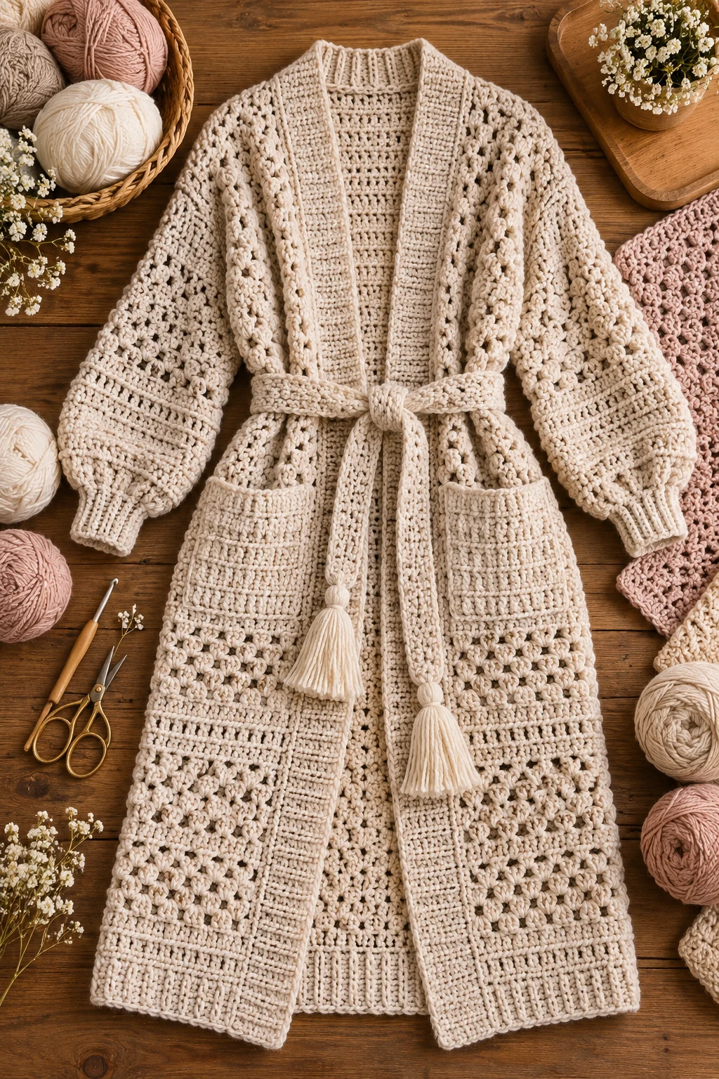 Longline Belted Cardigan — crochet cardigan pattern free style outfit