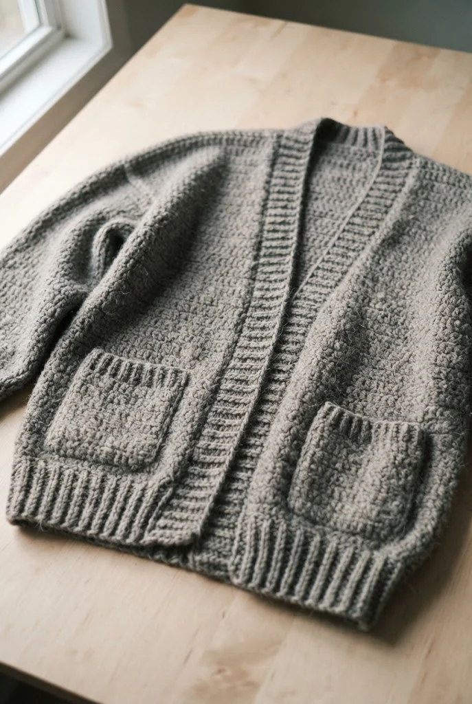 Cozy Pocket Cardigan with Deep Ribbing — crochet cardigan pattern free style outfit