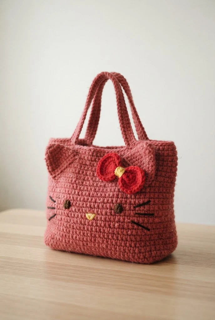 Kawaii Hello Kitty Inspired Handbag — crochet cat bag pattern free style outfit