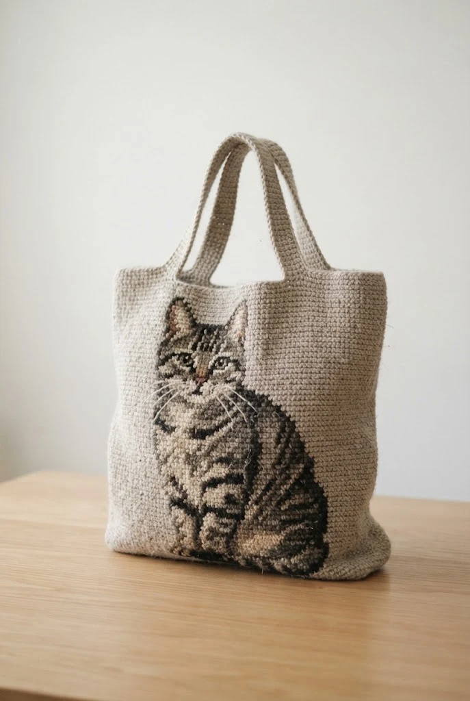 Tunisian Crochet Cat Portrait Bag — crochet cat bag pattern free style outfit