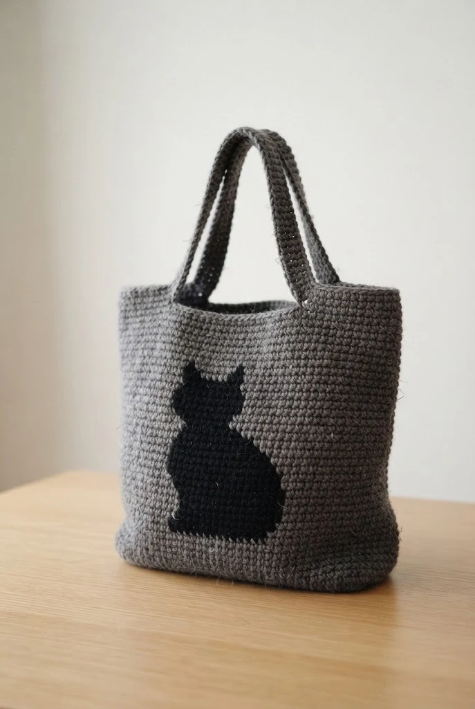 Midnight Silhouette Tote — crochet cat bag pattern free style outfit