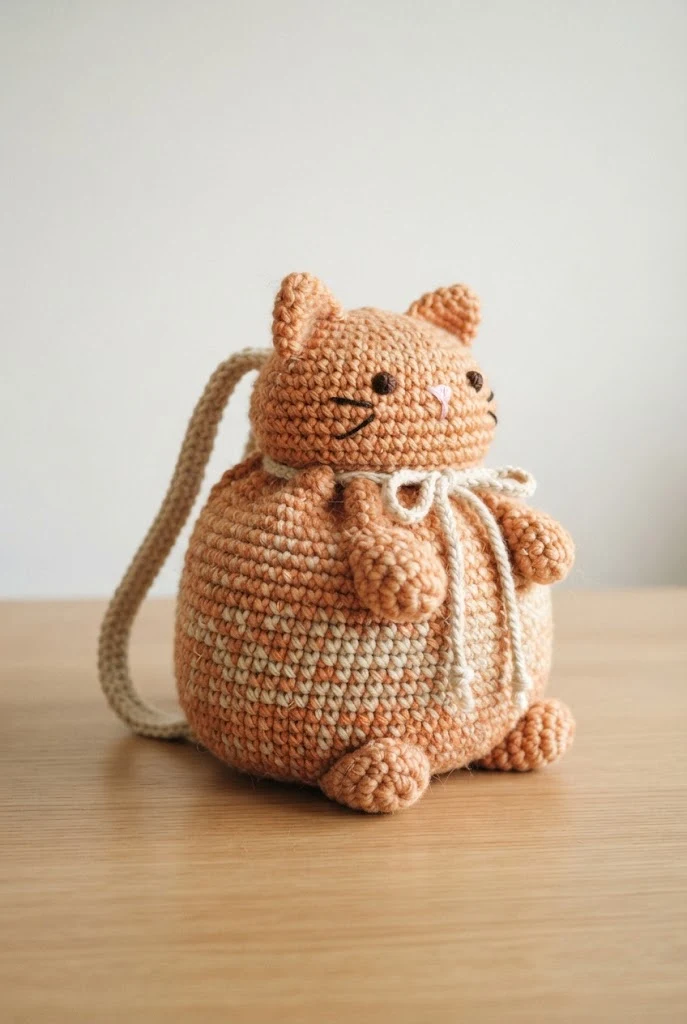Chonky Cat Plush Backpack — crochet cat bag pattern free style outfit