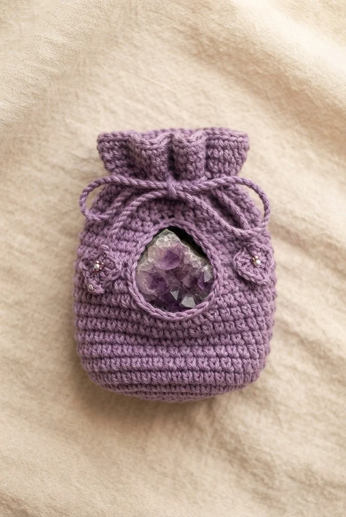 Amethyst Crystal Casing — crochet charm bag