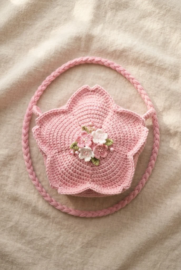 Sakura Blossom Petal Bag — crochet charm bag