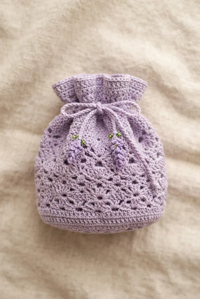 Lavender Lace Keepsake — crochet charm bag