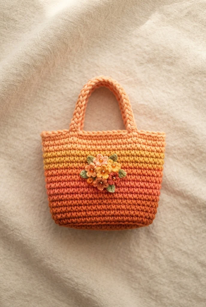 Sunset Ombre Micro Tote — crochet charm bag