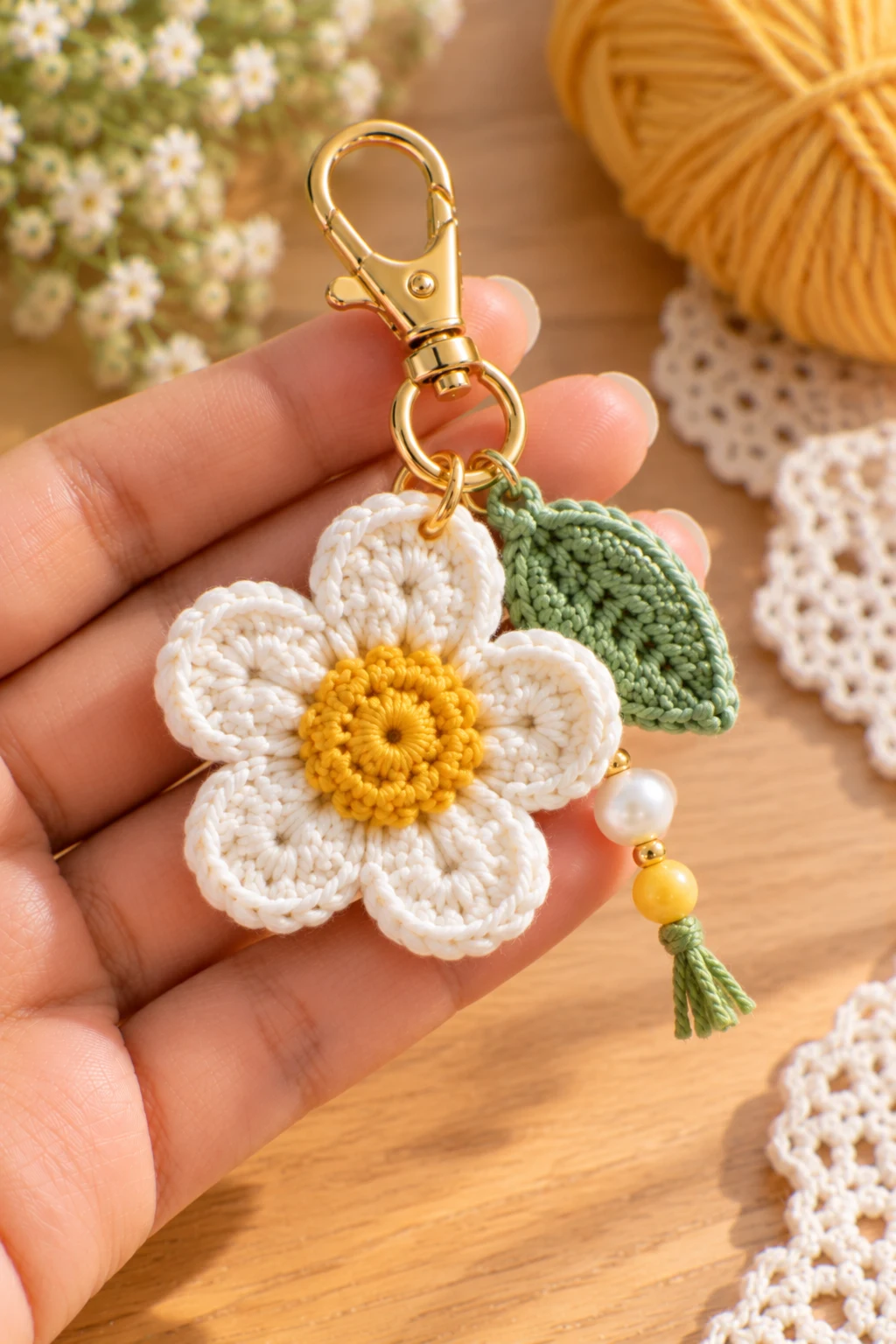 Classic Five-Petal Daisy Crochet Charm — crochet charms tutorial style outfit
