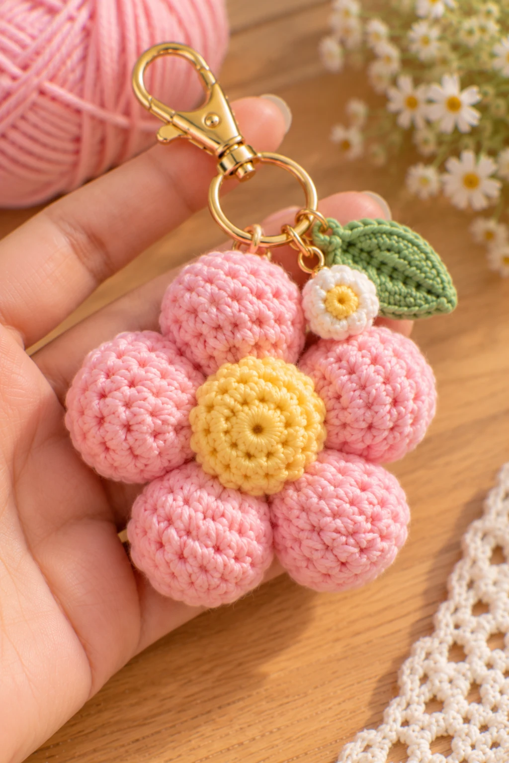 Puffy Amigurumi Flower Charm — crochet charms tutorial style outfit