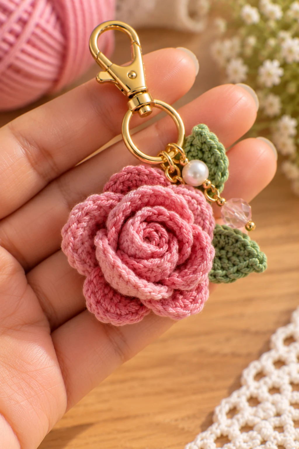 Tiny Crochet Rose Charm — crochet charms tutorial style outfit