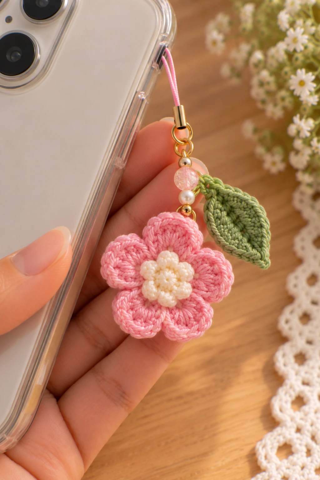 Mini Flower Phone Charm — crochet charms tutorial style outfit