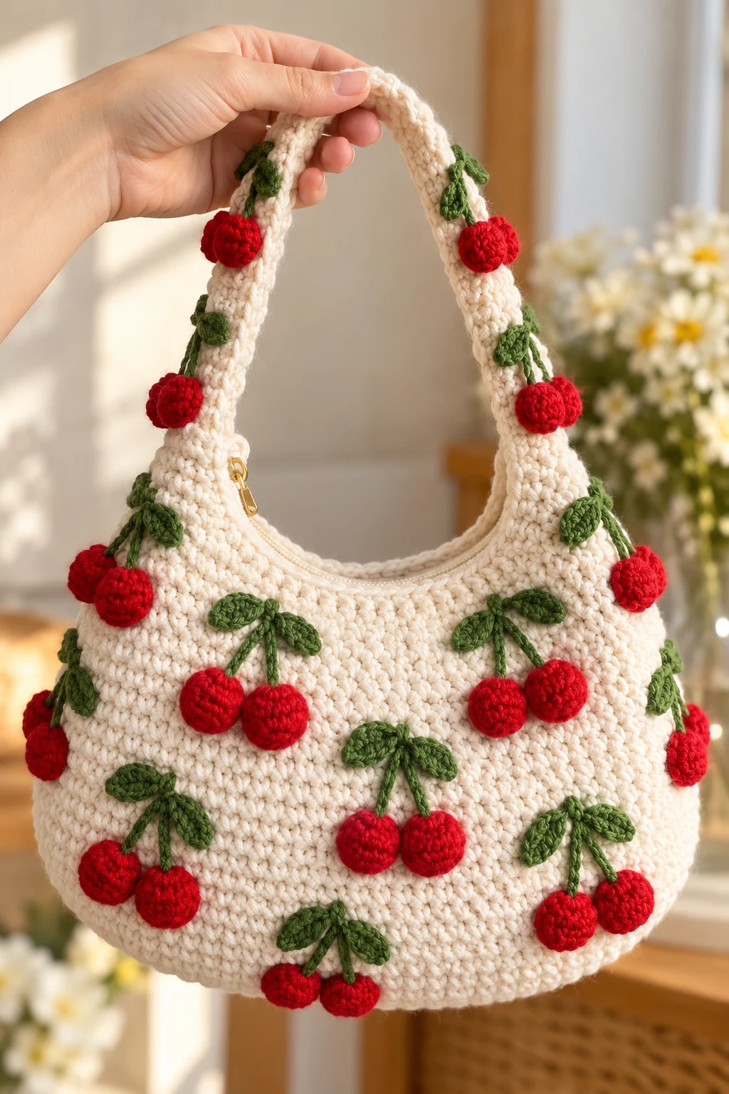 Project 7 — crochet cherry bag