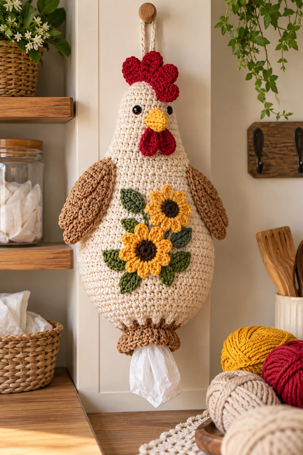 Crochet Chicken Bag Holder — crochet chicken bag style outfit
