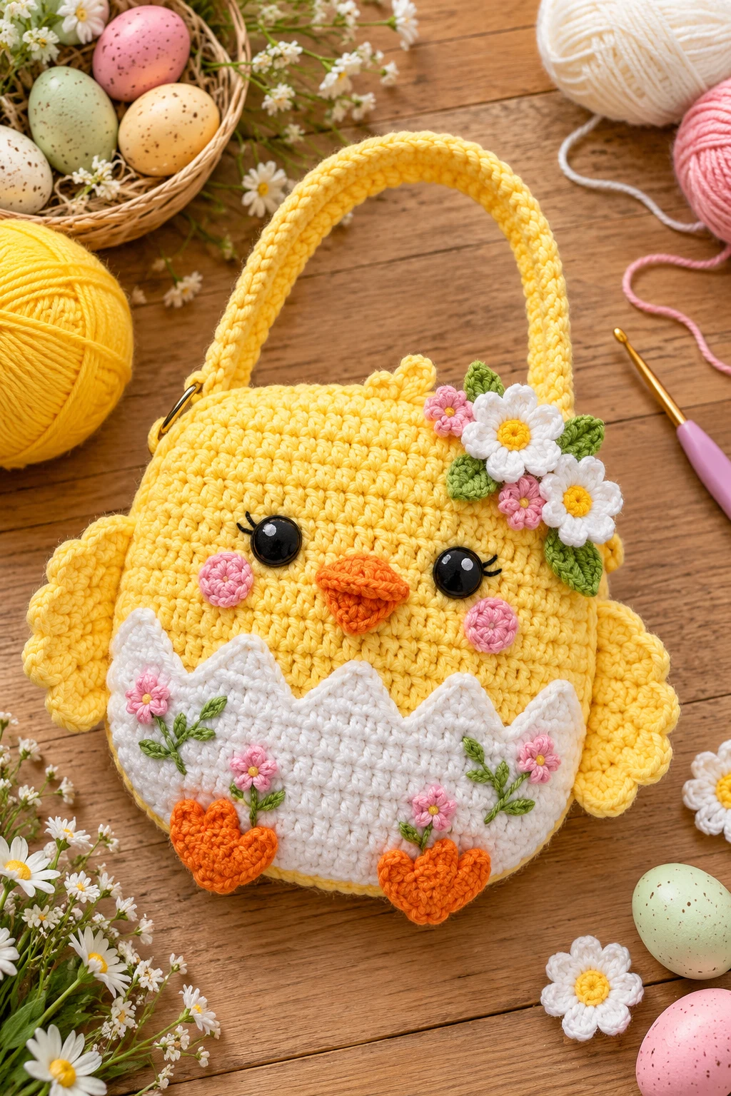 Easter Crochet Chick Bag — crochet chicken bag style outfit