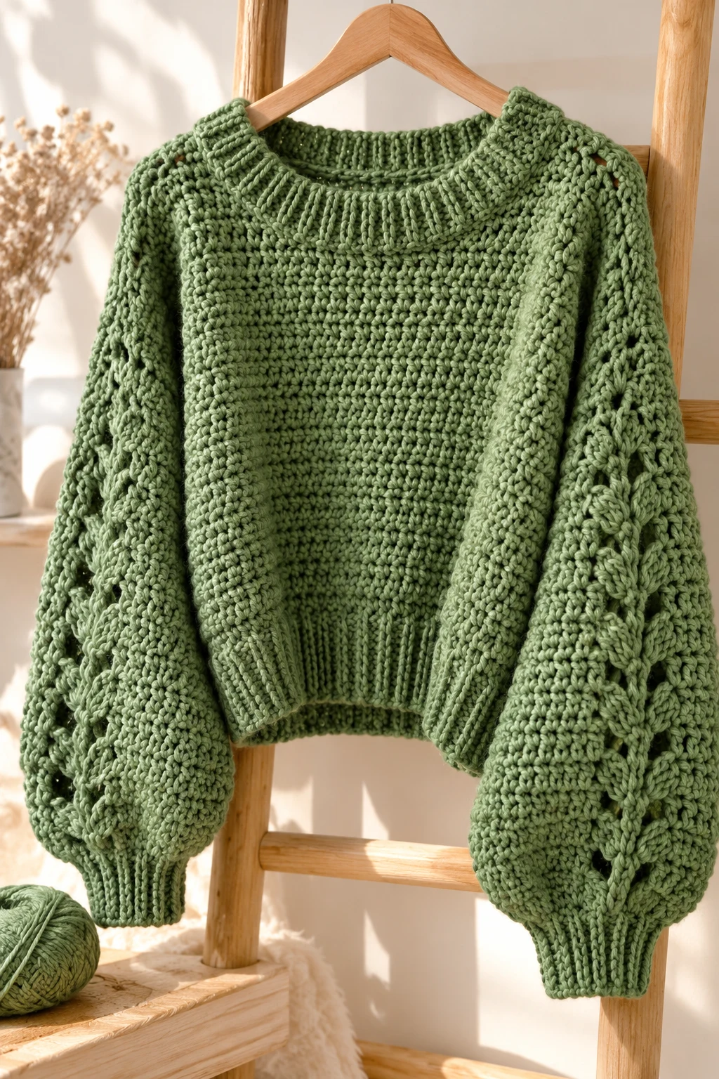 crochet chunky sweater — Outfit 7 — crochet chunky sweater style outfit