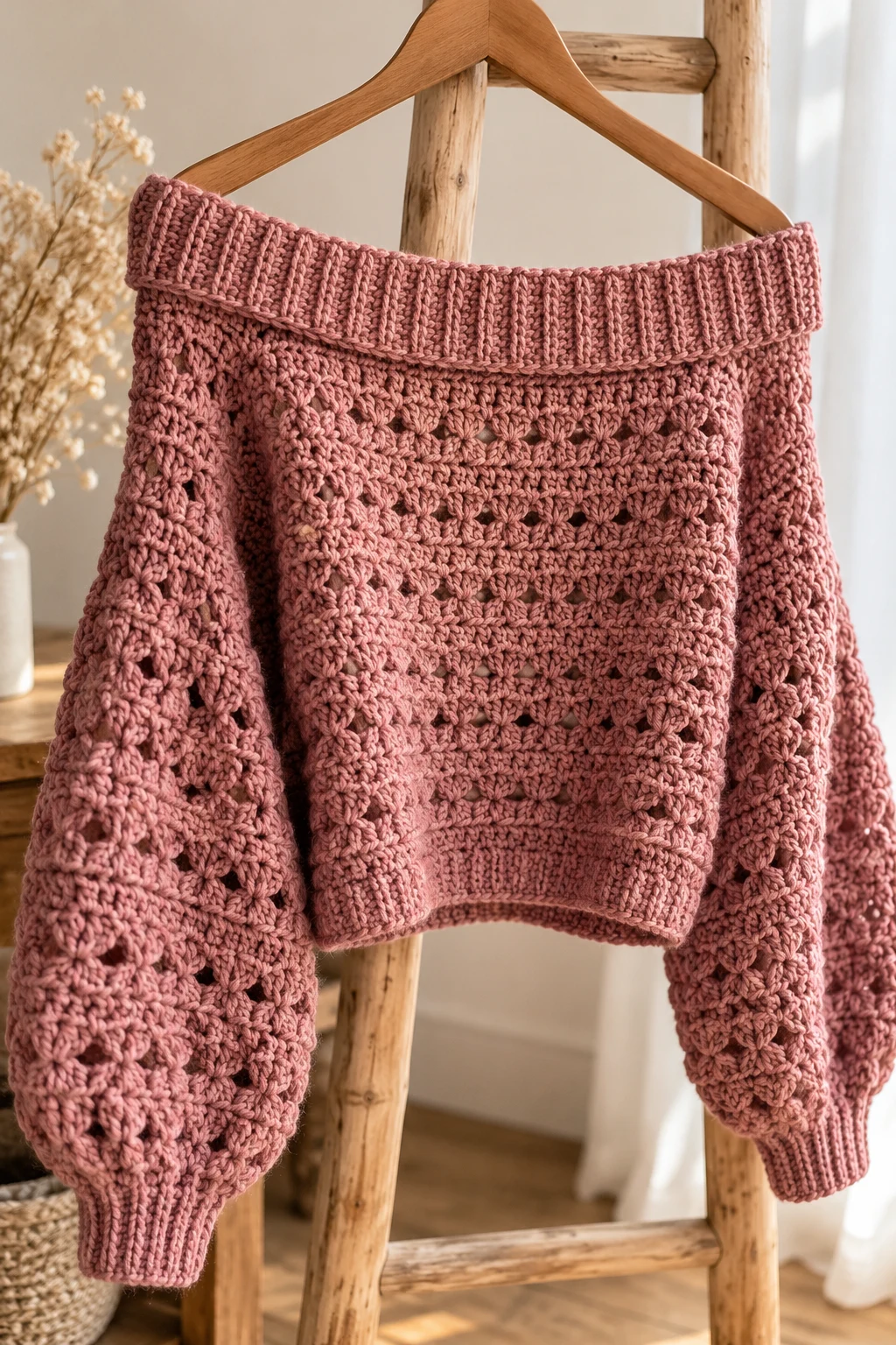 Crochet Off-Shoulder Sweater — crochet clothes fall