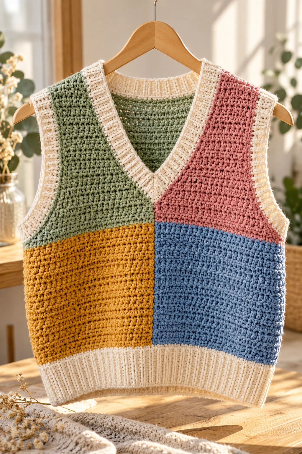 Color-Blocked Crochet Sweater Vest — crochet clothes fall