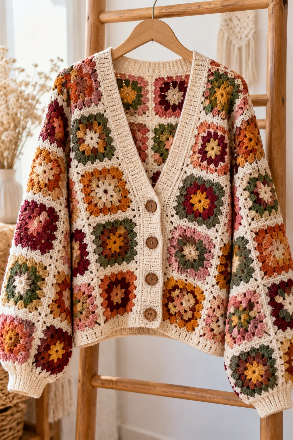 Granny Square Patchwork Cardigan — crochet clothes fall