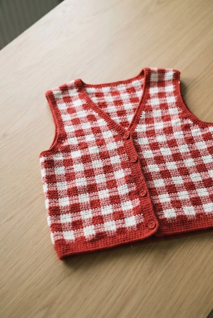 Gingham Picnic Check Vest — Crochet Clothes Patterns style outfit