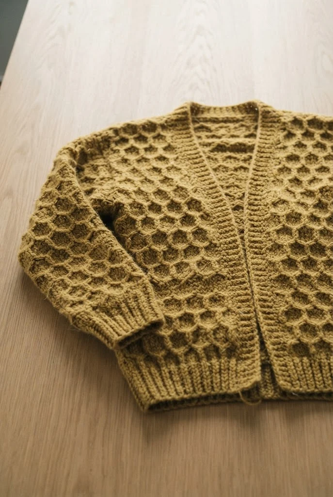 Honeycomb Textured Cardigan — Crochet Clothes Patterns style outfit