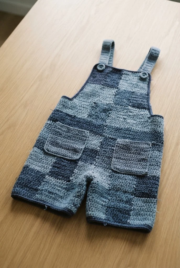 Patchwork Denim-Style Overalls — Crochet Clothes Patterns style outfit