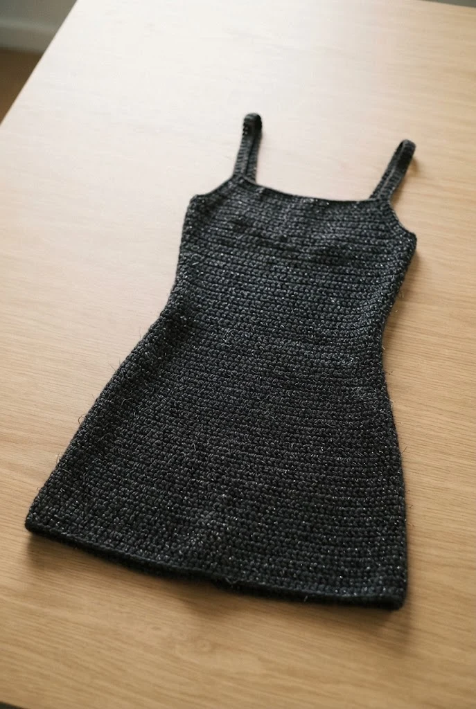 Midnight Metallic Mini Dress — Crochet Clothes Patterns style outfit
