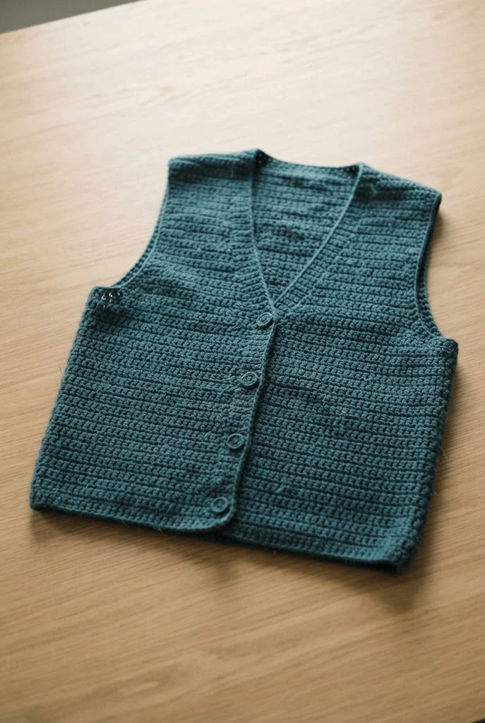 Patina Blue Statement Vest — Crochet Clothes Patterns style outfit