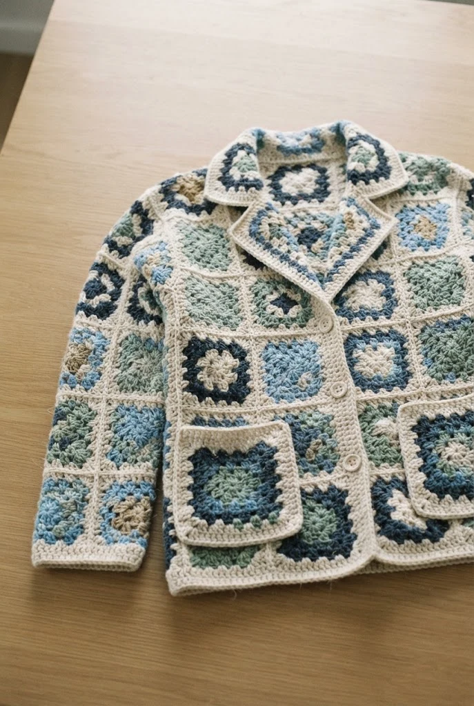 Coastal Granny Square Blazer — Crochet Clothes Patterns style outfit