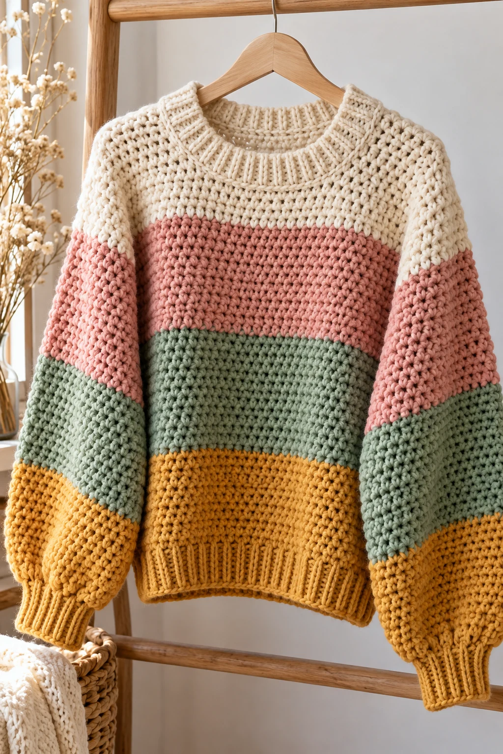The Color-Block Crochet Sweater — crochet clothes winter style outfit