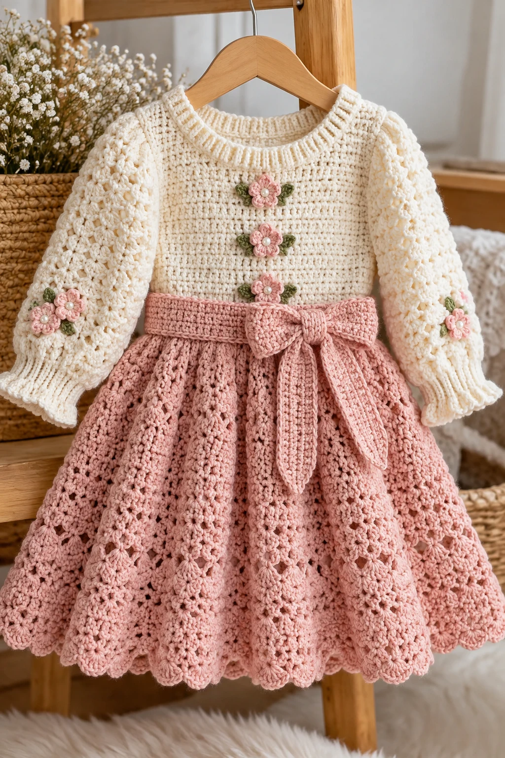The Crochet Winter Dress for a Little Girl — crochet clothes winter style outfit