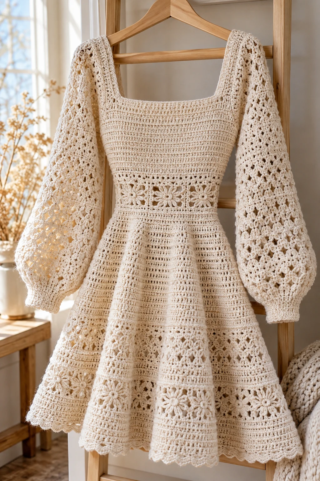 The Elegant Crochet Winter Dress — crochet clothes winter style outfit