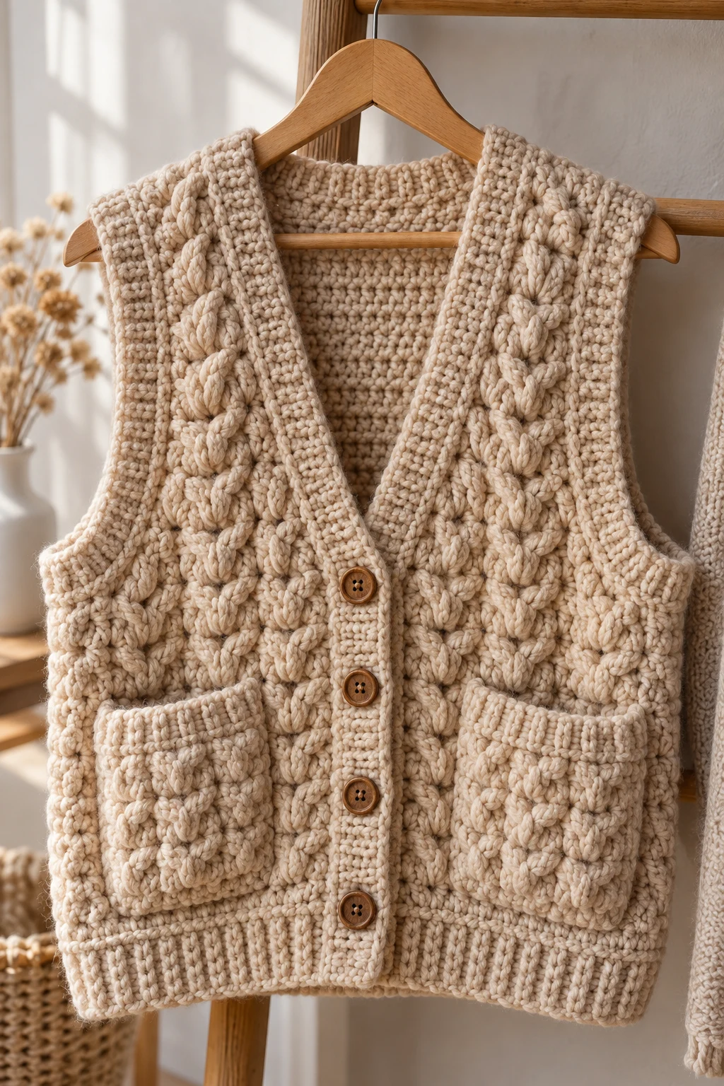 The Textured Crochet Winter Vest — crochet clothes winter style outfit
